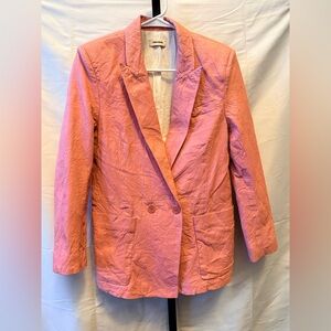 Zadig & Voltaire Visko Cuir Froisse Pink Leather Blazer